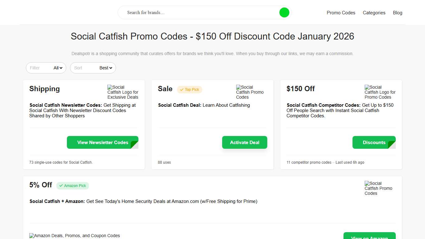 Social Catfish Promo Codes - $150 Off (Sitewide) in Jan 2026