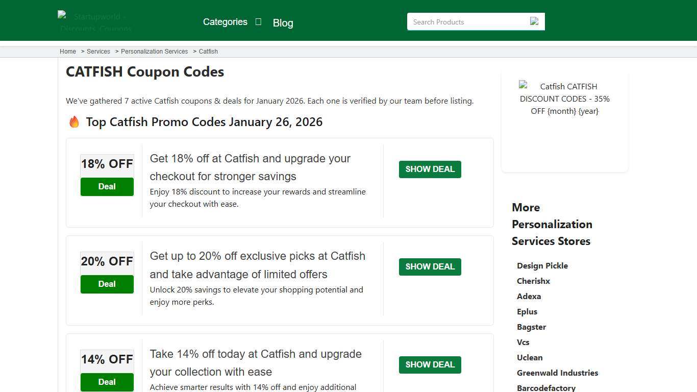 7 Verified Catfish Coupons & Promo Codes Jan 2026