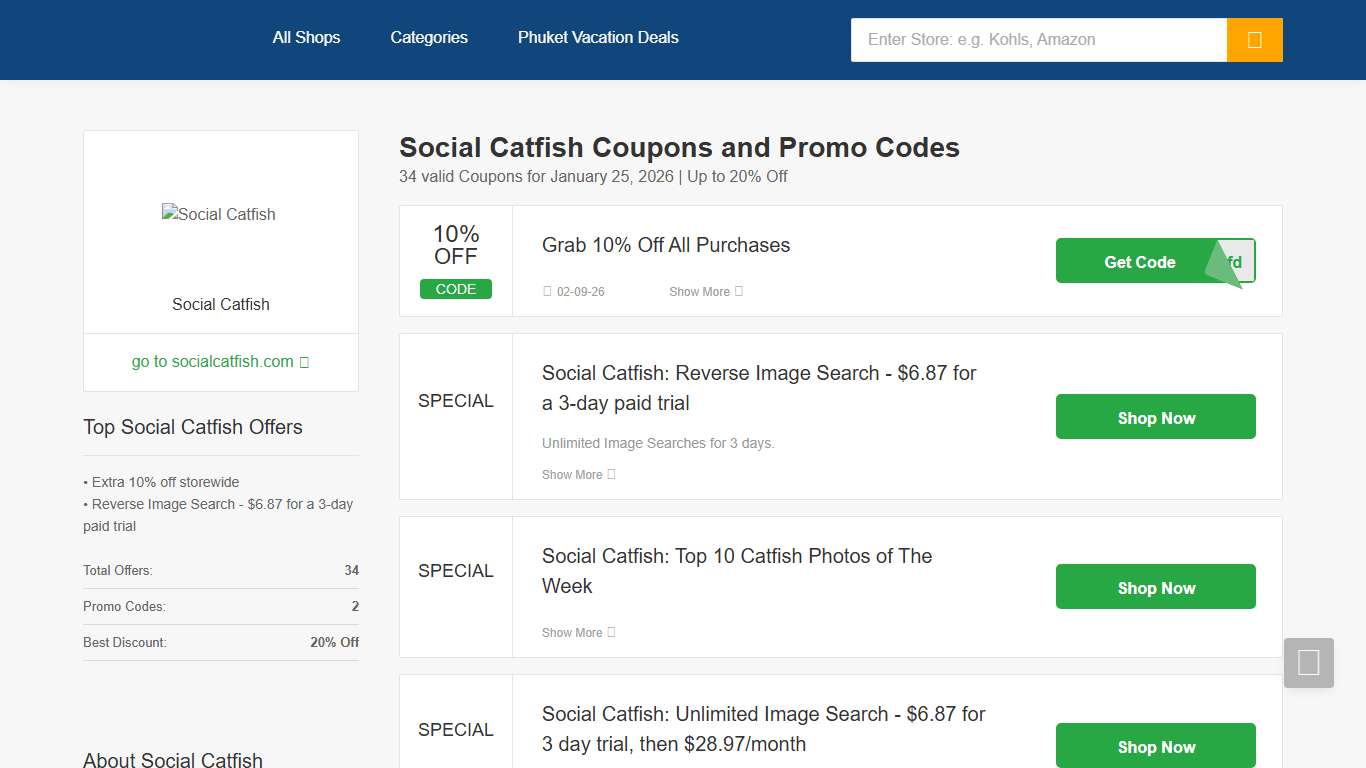 Social Catfish Promo Code: 20% Off + 34 Coupons 2026